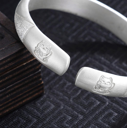 【招财福猫】子佩集S999手工银手镯原创设计【55031142】2506 商品图5