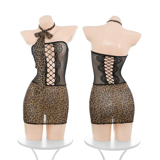 霏慕 镂空露胸豹纹网衣制服裙ZY90 性感睡衣情趣内衣服用品纯欲夫妻刺激高档羞耻 商品图9