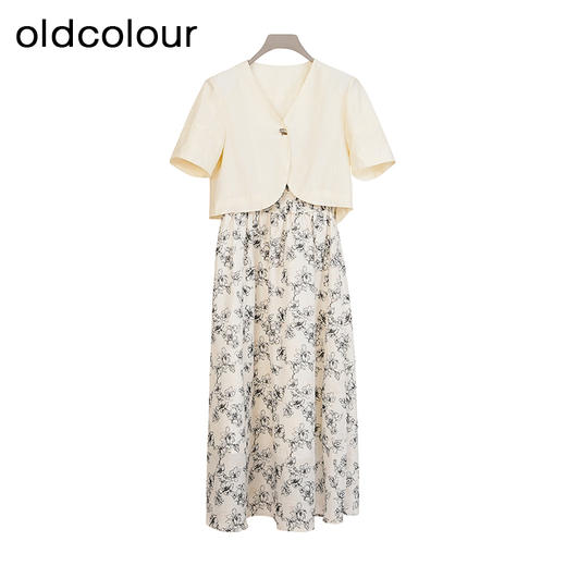 oldcolour商场同款夏季时尚气质优雅碎花连衣裙套装女Q231011A1 商品图0