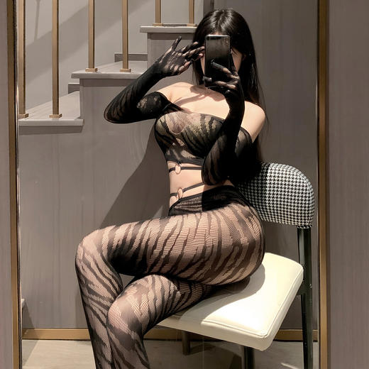霏慕 性感虎纹分体式网袜套装7531 情趣内衣 网衣免脱开档连体衣黑丝连身袜连裤袜透视装睡衣 夫妻刺激房事变态成人情趣用品 商品图2