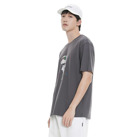 GXG男装夏季纯棉宽松短袖潮流滑雪小熊印花百搭T恤男K&C 商品图5