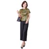 A34494品质气质妈妈新中式时尚复古钉珠真丝短款衬衫阔腿裤二件套装夏 商品缩略图4