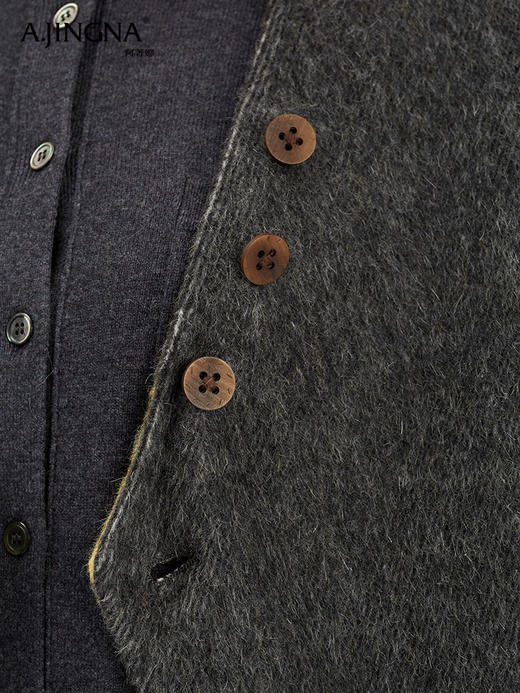 【商城同款】阿菁娜别具一格可拆卸围巾桑蚕丝羊毛大衣F30D211096 商品图4