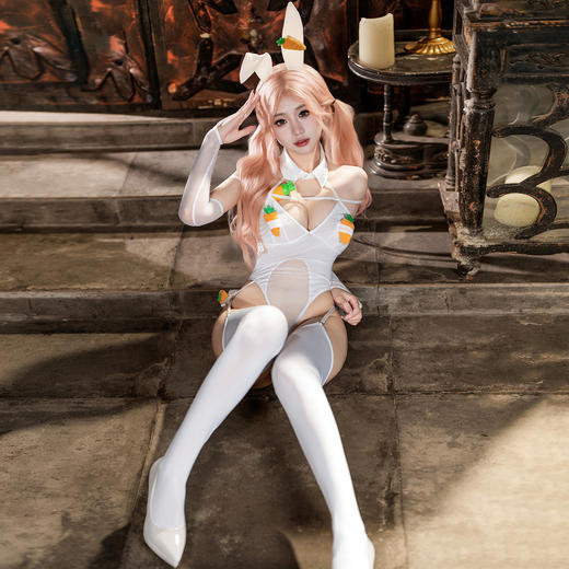 霏慕 兔兔趣味潮感连体衣套装ZY40 趣味连体衣丝袜套装调情制服情趣内衣 商品图5