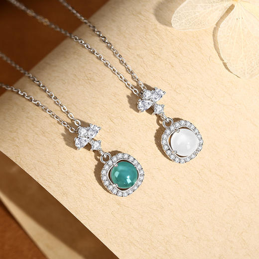 【优雅四方】纯银四方翡翠项链【JHY-N000319B-B】 商品图1
