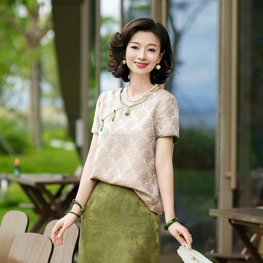 西子/非遗宋锦桑蚕丝宝相花新中式压襟短袖小上衣/SYBH1789 商品图2