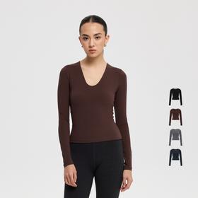 oneup裸感可拆卸胸垫U领长袖