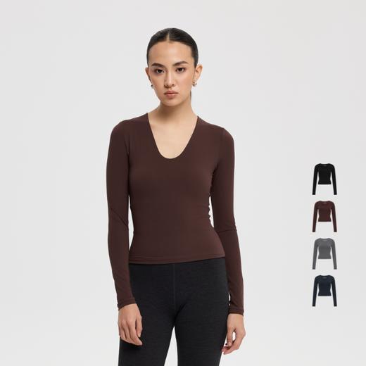 oneup裸感可拆卸胸垫U领长袖 商品图0