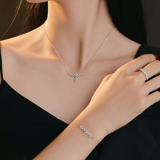 【预售3天】纯银925项链女轻奢高级感蓝色锆石锁骨链D1850 商品图0