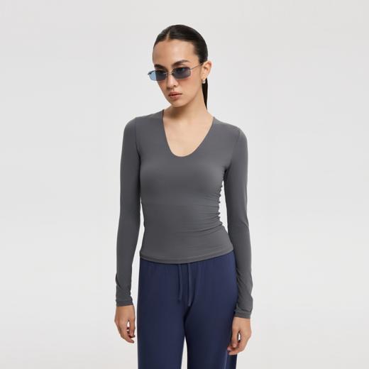 oneup裸感可拆卸胸垫U领长袖 商品图1