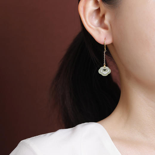 【如意窈窕】S925纯银天然和田玉晴水玉如意耳饰【CW-EG02349】 商品图3