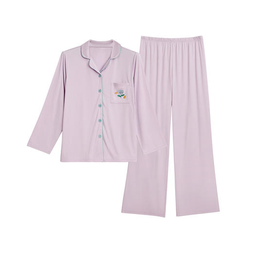 LOVO乐蜗XS 软软奶皮家居服套装 紫色 商品图3