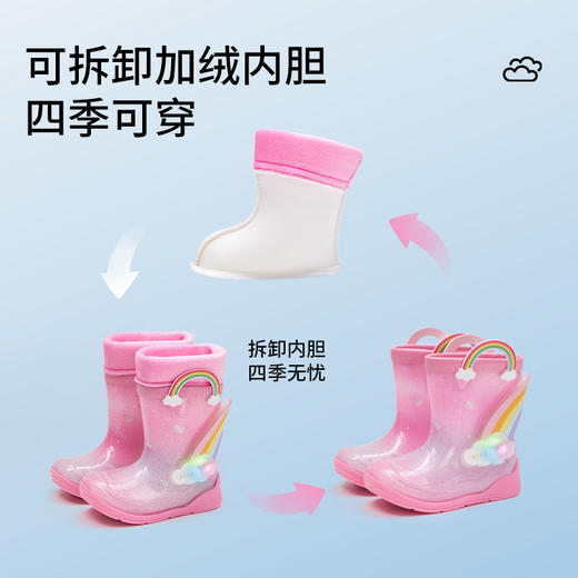 泰兰尼斯儿童雨靴男童女孩长筒防滑雨鞋宝宝赶海踩水鞋子小孩水鞋 T10X5C7343 商品图2