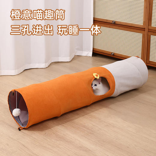 多孔猫隧道玩具滚地龙卡通直筒可折叠猫狗自嗨通道易收纳宠物用品 商品图0