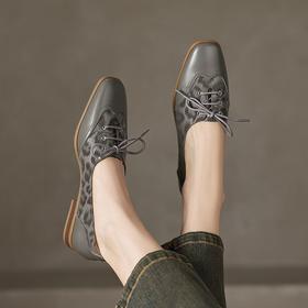 【预售5天】超软舒适英伦风系带小皮鞋女百搭真皮方头深口单鞋乐福鞋ZYY&A1093