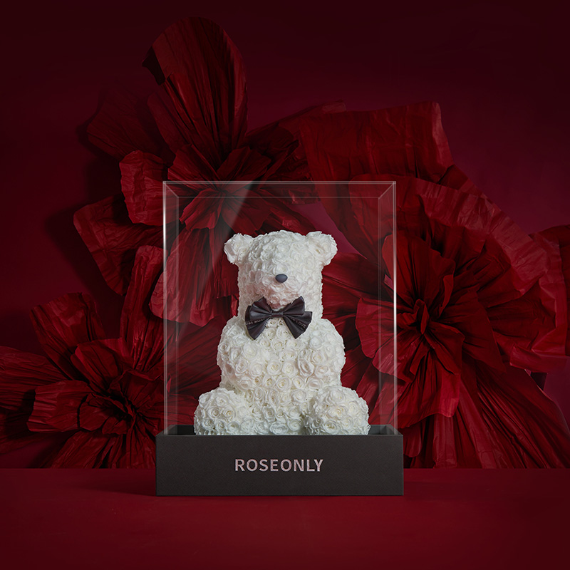 【新品爱礼】ROSEONLY诺誓 高端定制 永生玫瑰 公仔系列 玫瑰北极熊 送朋友 情人节礼物