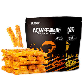 桂青源 WOW厚切手撕牛板筋休闲零食香辣味300g（内含20袋） /休闲食品 /肉类零食 /牛肉类 商品图4