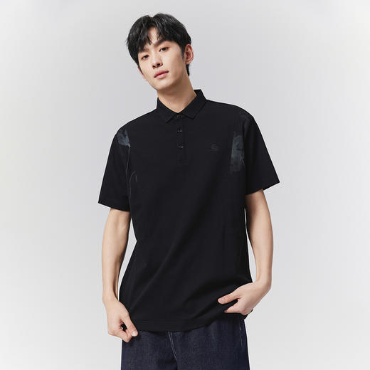 GXG男装【7A抗菌】25夏季时尚国风水墨画凉感透气男式翻领POLO衫K&C 商品图4