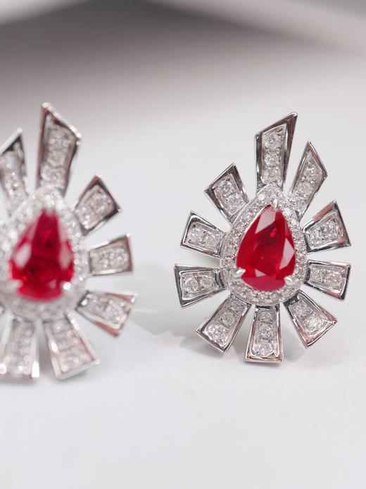 1.2ct刻面红宝石耳钉 商品图0