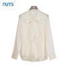 NUTS商场同款春秋季杏色气质优雅宽松系带长袖衬衫女4320102A1 商品缩略图0