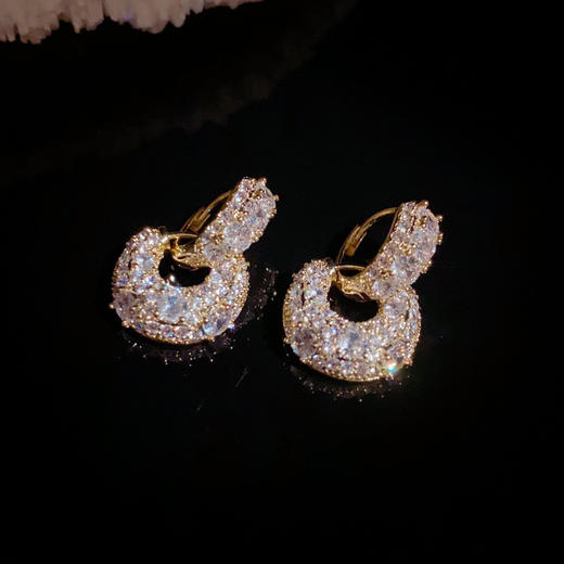 【预售3天】小众轻奢高级感微镶满钻几何两戴耳扣女精致时尚百搭超闪耳环M07-404 商品图2