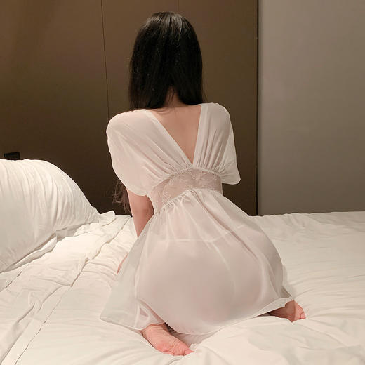 霏慕 法式深V宽袖透视睡袍ZY69 情趣内衣性感纯欲露臀免脱燃情之夜 商品图6