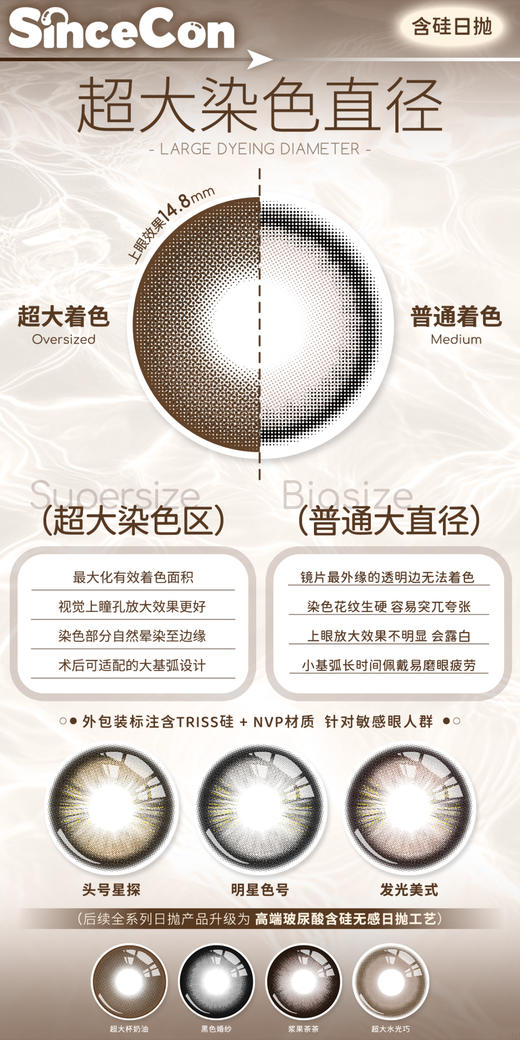 Sincecon日抛·超大杯奶油/黑色婚纱/浆果茶茶·14.5mm超大着色·一盒十片装 商品图9