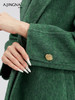 【商城同款】阿菁娜时髦绿色桑蚕丝羊毛长款大衣F30D211085 商品缩略图4