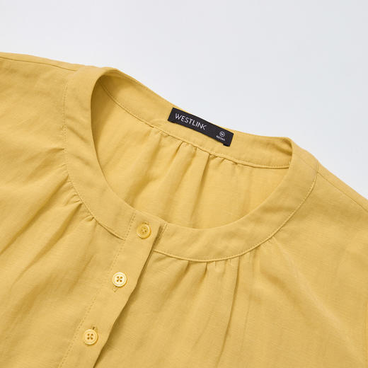 【限时秒杀】通勤宽松圆领七分袖衬衫女夏季复古文艺百搭休闲衬衣V2551107 商品图5