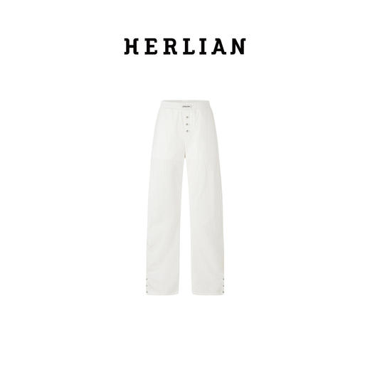 Herlian2025年秋季新品女士裤脚钉扣设计休闲弯刀长裤 商品图4