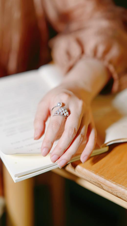 一周发货💖【淡水珍珠  开口戒指&吊坠项链】独一无二的纽扣状巴洛克吊坠，吊坠非正圆，每一颗都唯一~4-7MM 7A级别高亮泽扁圆戒指天鹅设计感造型珍珠戒指，开口设计，指围大可调节 商品图7