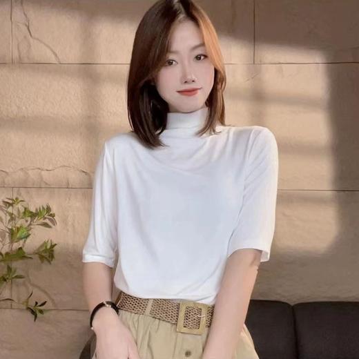 Awm-24012025早秋新款时尚半高领纯色T恤女士修身内搭上衣时尚打底衫 商品图2