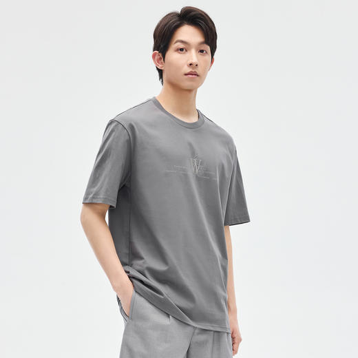 GXG男装【麦穗排版】夏季时尚简约字母图案男士纯棉圆领短袖t恤K&C 商品图1