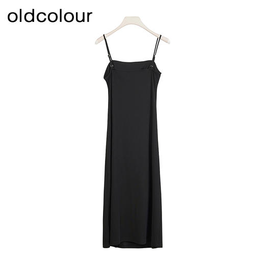 oldcolour商场同款春秋款黑色时尚优雅吊带连衣裙女P24104156 商品图1