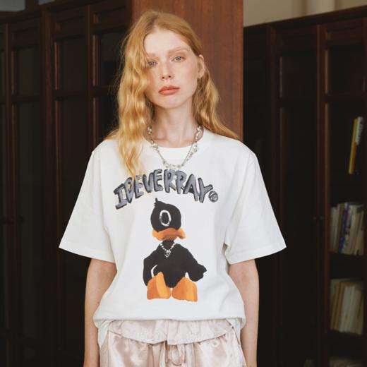 IDEVERRAY品牌发泡夜光小黑鸭短袖情侣t恤油画宽松上衣男夏季21MSL-TM660 商品图4