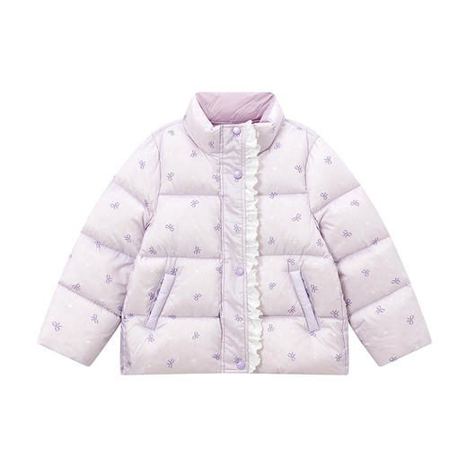 笛莎Deesha 童装女童羽绒服2025冬新款女童蝴蝶结印花短款羽绒服 商品图4
