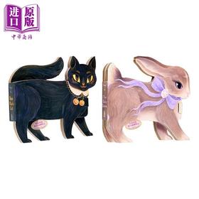 【中商原版】异形书 2册 英文原版儿童纸板书 一只小黑猫One Black Cat+一只小灰兔One Busy Bunny 动物造型绘本 进口低幼童书