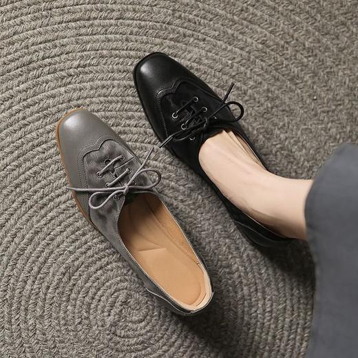 【预售5天】超软舒适英伦风系带小皮鞋女百搭真皮方头深口单鞋乐福鞋ZYY&A1093 商品图4