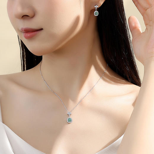 【优雅四方】纯银四方翡翠项链【JHY-N000319B-B】 商品图2