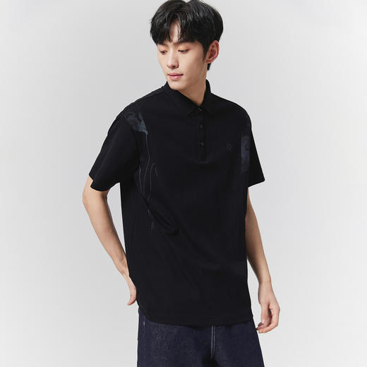 GXG男装【7A抗菌】25夏季时尚国风水墨画凉感透气男式翻领POLO衫K&C 商品图5
