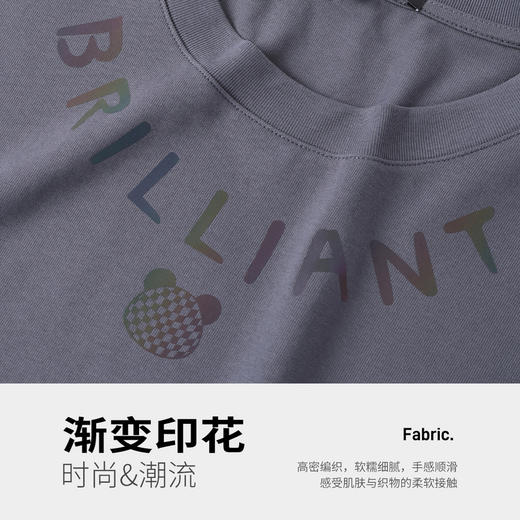 GXG男装【领口小熊】25夏季时尚弧形字母微阔版男式重磅短袖t恤K&C 商品图7