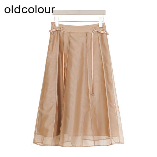 oldcolour商场同款夏季纯色薄纱时尚气质A字半身裙女P23063349 商品图2