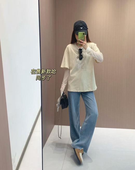 新款地素原版长袖T恤假两件网纱拼接花朵印花可露丽上衣 商品图5