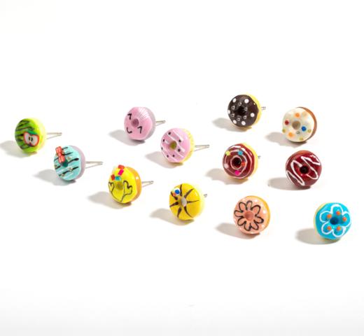 Juicy Grape珐琅甜甜圈耳钉女可爱甜美迷你耳饰气质百搭耳环ed308 商品图7