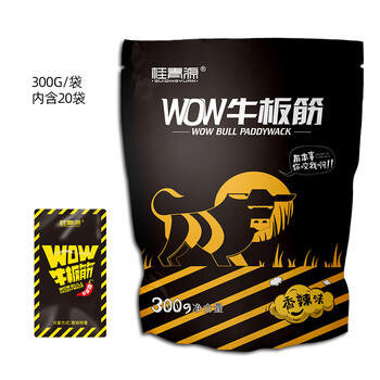 桂青源 WOW厚切手撕牛板筋休闲零食香辣味300g（内含20袋） /休闲食品 /肉类零食 /牛肉类 商品图0