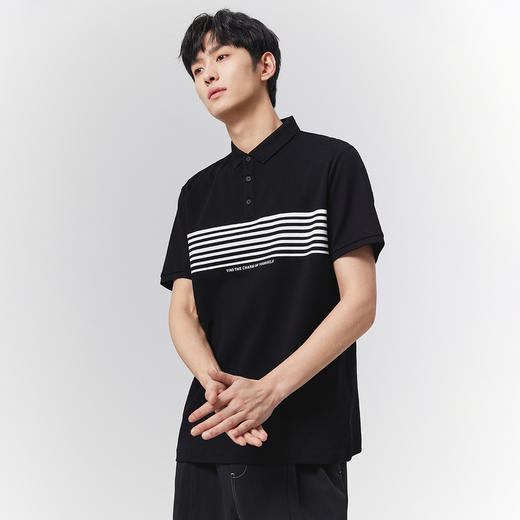 GXG男装【7A抗菌】25夏季时尚撞色条纹翻领休闲凉感短袖男式POLO衫K&C 商品图5