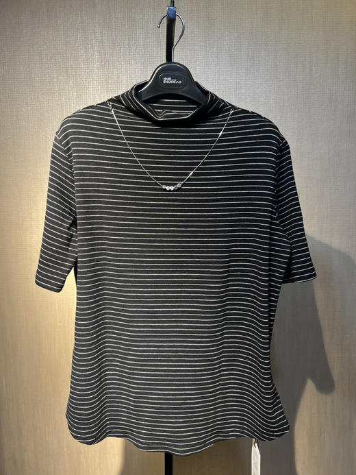 水淼2025秋新品高弹柔软条纹半袖高弹打底衫1330 商品图1