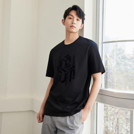 GXG男装【阶梯字母】夏季时尚立体印花男士圆领纯棉短袖t恤上衣K&C 商品图1