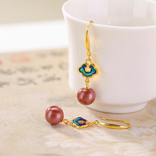 【祥云琳琅】S925纯银朱砂帝王砂如意圆珠耳饰【CW-EG02263】 商品图1