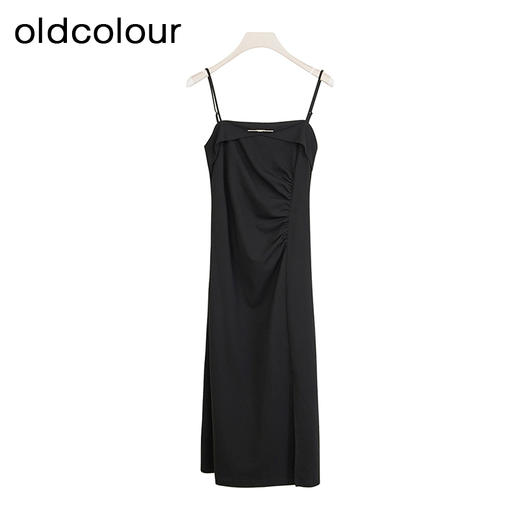oldcolour商场同款春秋款黑色时尚优雅吊带连衣裙女P24104156 商品图0